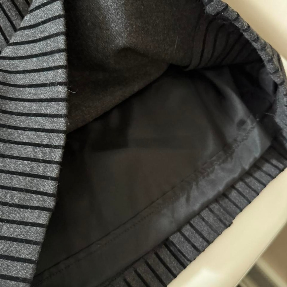 Vintage 90s Stripe Pencil Skirt black velvet gray wool - Picture 7 of 7